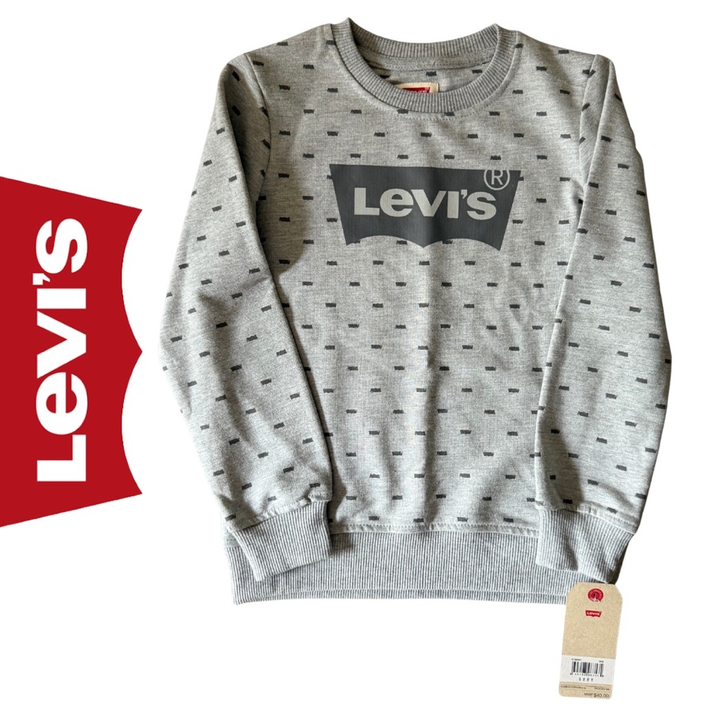 ⚜️ Levi's ⚜️ New With Tags Kid Boy Size 5/6 Gray Patterned Classic Sweatshirt
